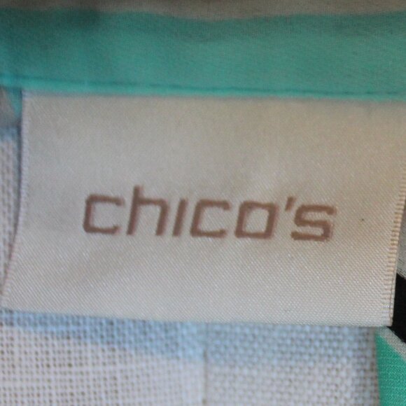 Chico's Distinct Vertical Striped Shirt Button Down Long Sleeve Tunic - Picture 5 of 8